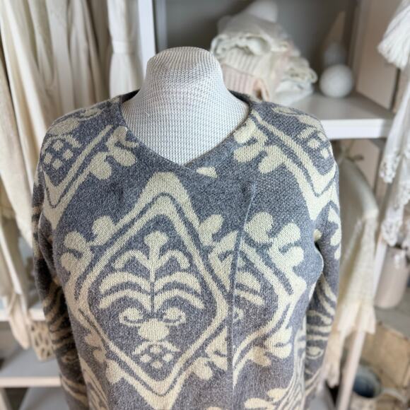 Anthropologie Hannah size XL, gray damask tan open cardigan lagenlook boho #4370 - Picture 5 of 10